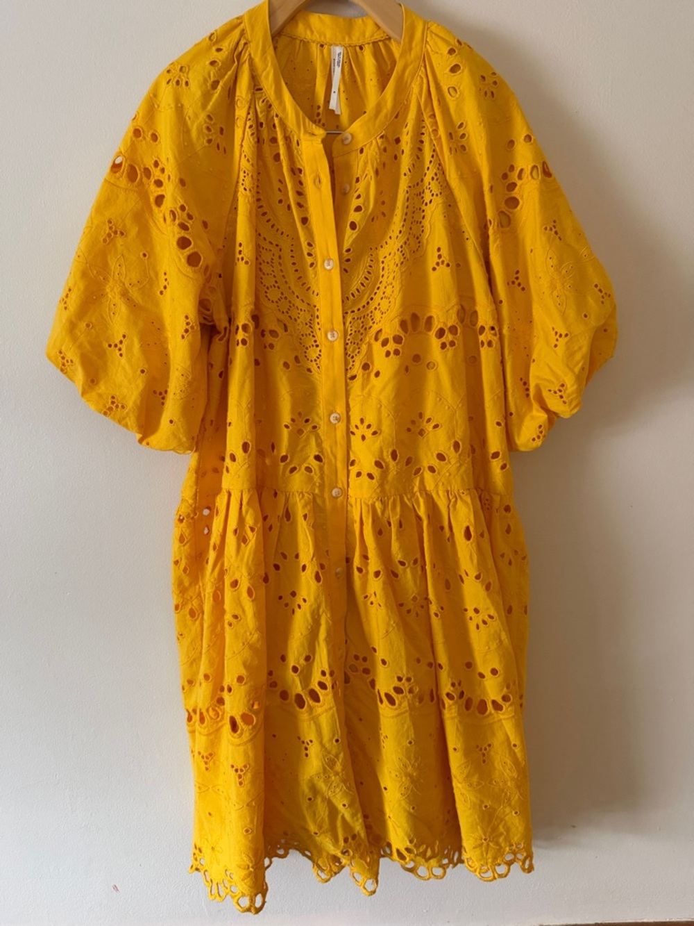 Anthropology Tallilah Eyelet Mini Dress in Mango Size M - Picture 4 of 8